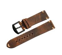 DKWOIS Correa de reloj de cuero Crazy Horse hecha a mano, correa de cuero de primera capa Retro de 18, 19, 20, 21 y 22 MM, adecuada for relojes militares(Bcolor Brack buckle,21mm)