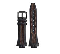 DKWOIS Correa de reloj de cuero for hombre con boca convexa de 27 mm x 15 mm compatible con la serie Sportura SNL029P2-SNL021P1 SNL595P2 SNL017P1(Black black buckle)