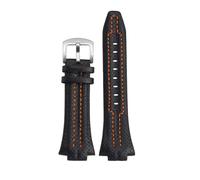 DKWOIS Correa de reloj de cuero for hombre con boca convexa de 27 mm x 15 mm compatible con la serie Sportura SNL029P2-SNL021P1 SNL595P2 SNL017P1(Black silver buckle)