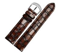 DKWOIS Correa de reloj de cuero genuino de moda for hombre, correa de textura de cocodrilo con personalidad clara, correa de reloj de pulsera de 18 mm, 20 mm y 22 mm, azul(Brown,22mm-rose gold clasp)
