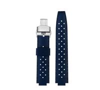 DKWOIS Correa de reloj de goma compatible con reloj LV con boca elevada compatible con Louis Vuitton Tambour Series Q1121 Correa de reloj dedicada for hombres y mujeres Q114k(Blue-silver)