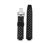 DKWOIS Correa de reloj de goma compatible con reloj LV con boca elevada compatible con Louis Vuitton Tambour Series Q1121 Correa de reloj dedicada for hombres y mujeres Q114k(Black-silver)