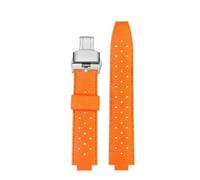 DKWOIS Correa de reloj de goma compatible con reloj LV con boca elevada compatible con Louis Vuitton Tambour Series Q1121 Correa de reloj dedicada for hombres y mujeres Q114k(Orange-silver)