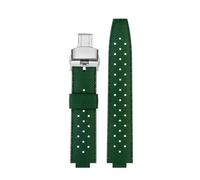 DKWOIS Correa de reloj de goma compatible con reloj LV con boca elevada compatible con Louis Vuitton Tambour Series Q1121 Correa de reloj dedicada for hombres y mujeres Q114k(Green-silver)