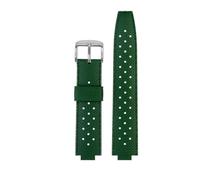 DKWOIS Correa de reloj de goma compatible con reloj LV con boca elevada compatible con Louis Vuitton Tambour Series Q1121 Correa de reloj dedicada for hombres y mujeres Q114k(Green-silver pin)