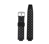 DKWOIS Correa de reloj de goma compatible con reloj LV con boca elevada compatible con Louis Vuitton Tambour Series Q1121 Correa de reloj dedicada for hombres y mujeres Q114k(Black-silver pin)