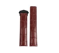 DKWOIS Correa de reloj de piel de cocodrilo for hombre, compatible con TAG Heuer Calera, de 19 mm, 20 mm y 22 mm, color azul, marrón, negro y rojo(Brown black buckle,20mm)