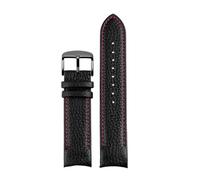 DKWOIS Correa de reloj de piel de vaca con grano de lichi y extremo curvo compatible con Casio EDIFICE EQB-800BL EQB500 EQB501 EQB900 de 22 mm(Black red Black A,EQB 800)