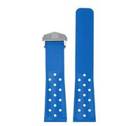 DKWOIS Correa de reloj de silicona blanda de 22 mm compatible con TAG HEUER Correa de reloj MONACO CARRERA FORMULA 1 Pulsera con hebilla plegable(Blue sivler)