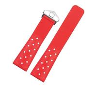 DKWOIS Correa de reloj de silicona blanda de 22 mm compatible con TAG HEUER Correa de reloj MONACO CARRERA FORMULA 1 Pulsera con hebilla plegable(Red silver)