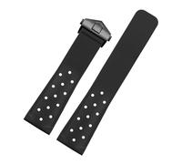 DKWOIS Correa de reloj de silicona blanda de 22 mm compatible con TAG HEUER Correa de reloj MONACO CARRERA FORMULA 1 Pulsera con hebilla plegable(Black black)