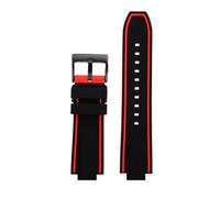 DKWOIS Correa de silicona con interfaz convexa for reloj Citizen Red Devils Series CC3079-11E CC3075-80E CC3039-08.(Black Red-black)