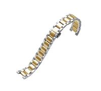 DKWOIS Muesca Correa de acero inoxidable Compatible con reloj Rossini GC Cinturón for mujer Pulsera de reloj de oro rosa 16 * 8 mm 18 * 10 mm 20 * 11 mm Enviar tornillos(Silver Golden,16-8mm)