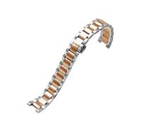 DKWOIS Muesca Correa de acero inoxidable Compatible con reloj Rossini GC Cinturón for mujer Pulsera de reloj de oro rosa 16 * 8 mm 18 * 10 mm 20 * 11 mm Enviar tornillos(Silver rose gold,18-10mm)