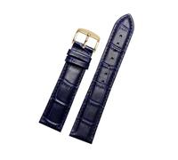 DKWOIS Pulsera de cuero genuino color azul reloj compatible con correa de reloj Citi-zen Ro-ssini 14 16 18 20 mm 21 22 mm 23 mm venta al por mayor(Dark blue Pin gold,22mm)