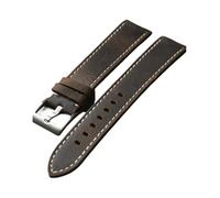 DKWOIS Pulsera de cuero genuino de estilo extendido 20 22 21MM, pulsera de cuero de vaca marrón for hombre tamaño L/M, estilo Vintage(20MM)