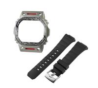 DKWOIS Reloj Casio Small Square DW5600, DW-5600, GW-M5610, GW-B5600, con caja de metal modificada y correa de acero inoxidable.(Silicone strap-case,5600)