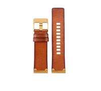 DKWOIS Reloj retro con correa de cuero for hombre DZ4343 DZ4323 DZ7406 con correa de cuero retro de 22 mm, 24 mm y 26 mm(B brown-golden,24mm)