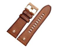 DKWOIS Reloj retro con correa de cuero for hombre DZ4343 DZ4323 DZ7406 con correa de cuero retro de 22 mm, 24 mm y 26 mm(D brown-RG,28mm)