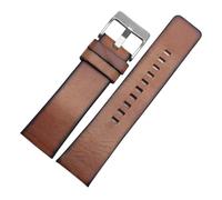 DKWOIS Reloj retro con correa de cuero for hombre DZ4343 DZ4323 DZ7406 con correa de cuero retro de 22 mm, 24 mm y 26 mm(A brown-silver,26mm)