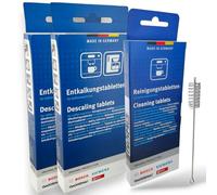 DL-pro 10 pastillas de limpieza + 6 pastillas descalcificadoras para Bosch Siemens 311969 00311969 311821 00311821 para cafetera automática EQ3 EQ5 EQ6 EQ7 EQ8 EQ9 cafetera automática incluye cepillo