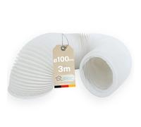 DL-pro 3 m Tubo evacuación Ø100 mm - Conducto flexible blanco de PVC para secadoras, aires acondicionados, extractores - NO compatible con Ø102 mm