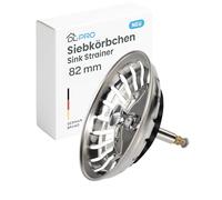 DL-pro Cesta colador de 82 mm de diámetro de acero inoxidable, barra de elevación ajustable de 48 a 69 mm, 20 ranuras para mejorar el flujo de agua, con junta de silicona duradera, compatible con