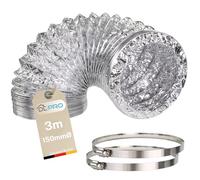 DL-pro Manguera de ventilación de aluminio de 3 m, diámetro de 150/152 mm, para aire acondicionado, secadora y campana extractora con abrazaderas W4, diámetro de 140-160 mm