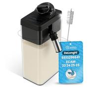 DL-pro Recipiente para leche con tapa para DeLonghi 5513296641 - Compatible solo con ECAM 23.466/24.467/25.462/25.467/350.55/350.75/352.55 - Incluye cepillo de limpieza
