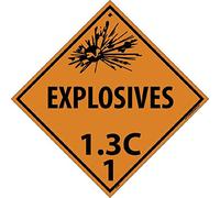 dl92r Nacional marcador Dot Placard explosivos señal, 1.3 C 1, 10 3/4 pulgadas x 10 3/4 pulgadas, plástico rígido