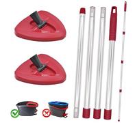 DLAIMI 2 Base de Cabezal de fregona giratoria roja con Mango de fregona para Vileda Turbo Spin 2en 1,Palo de Reemplazo de la Frescadora Ajustable 30-58 ", Ligero y Duradero