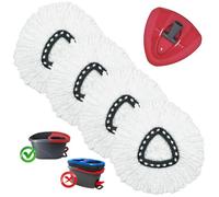 DLAIMI 4 PCS Mopa Cabezal de Repuesto de Microfibra&1 Base de fregona Roja Compatible con Vileda Turbo 3 en 1, Spin Cabeza de la fregona de Repuesto Fuerte Capacidad de Limpieza y fácil de reemplazar