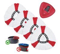 DLAIMI 4 PCS Mopa Cabezal de Repuesto de Microfibra&1 Base de fregona Roja Compatible con Vileda Turbo 2 en 1, Spin Cabeza de la fregona de Repuesto Fuerte Capacidad de Limpieza y fácil de reemplazar