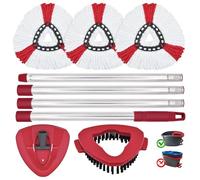 DLAIMI Mopa de Microfibra-Cabezal de Mopa Compatible con Vileda Turbo Spin Mop EasyWring,Cabeza de Repuesto, Base, Cepillo Triangular, Mango, Microfibra Mop Cabezas, 30-58inch Mop Mango Combo Set