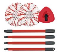 DLAIMI Spin Mop Cabeza de Repuesto, Base, Mango Compatible con Vileda Turbo 3 en 1 Microfibra Mop, Microfibra Cabezas, Triángulo Cabeza Cubierta y 30-58inch Mango Combo Set