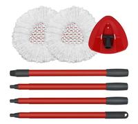 DLAIMI Spin Mop Cabeza de Repuesto, Base, Mango Compatible con Vileda Turbo 3 en 1 Microfibra Mop, Microfibra Mop Cabezas, Triángulo Mop Cabeza Cubierta y 30-58inch Mop Mango Combo Set