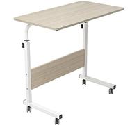DlandHome 80 * 40 cm Ajustable Mesa de Ordenador Portatil con Ruedas Sofá Mesa Mesas de Centro, Arce