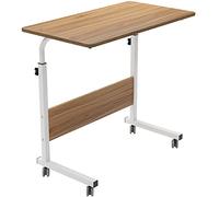 DlandHome 80 * 40 cm Ajustable Mesa de Ordenador Portatil con Ruedas Sofá Mesa Mesas de Centro, Roble