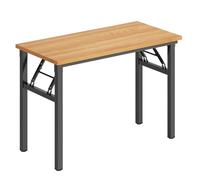DlandHome DCAND-AC5-8040-TeakB - Mesa de escritorio plegable de 31.5 x 15.7 pulgadas, no necesita instalación, mesa de trabajo plegable para oficina en casa DCAND-AC5-8040-TeakB
