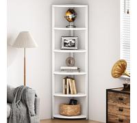 DlandHome - Estantería esquinera de 6 niveles, estante de columna de 165 cm, estantería de esquina, mueble de almacenamiento independiente, industrial, estilo portaplantas para sala de estar, oficina,