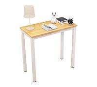 DlandHome Mesa de Ordenador Escritorio de Oficina 80x40cm Mesa pequeña de Estudio Puesto de Trabajo Mesa de Despacho, Teca & Blanco
