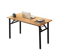 DlandHome Mesa Plegable Mesa de Ordenador Escritorio de Oficina 100x60cm Mesa de Estudio Puesto de Trabajo Mesas de Recepción Mesa de Formación,Teca/Negro