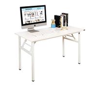 DlandHome Mesa Plegable Mesa de Ordenador Escritorio de Oficina 120x60cm Mesa de Estudio Puesto de Trabajo Mesas de Recepción Mesa de Formación,Blanco