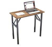 DlandHome Mesa Plegable Mesa de Ordenador Escritorio de Oficina 80x40cm Mesa de Estudio Puesto de Trabajo Mesas de Recepción Mesa de Formación,Marrón/Negro