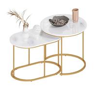 DlandHome Mesas auxiliares, estante de mesita de noche de 2 niveles, mesa auxiliar para espacios pequeños, estable y resistente, mesa decorativa con aspecto de madera en el dormitorio