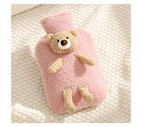 DLANDZ Bolsa de Agua Caliente Bolsa de Agua Caliente con Cubierta Suave, Botella de Agua Caliente de Goma de Forma de Oso Lindo, inyección de Agua Bolsa de Calentador Caliente, Rosa Calentar Pies