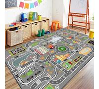 DLAYLQZG Boys Alfombra Educativa de Coches con Base Antideslizante de Goma Circuito Vial para Habitación de Juegos, Dormitorio o Aula (Style,80x160cm)