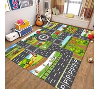 DLAYLQZG Niño Alfombra Juego Granja y Ciudad Carretera Antideslizante de Poliéster Absorbente de Agua Duradera para Dormitorio, Salón y Sala de Juegos (Style 1,80x160cm)