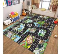 DLAYLQZG Niño Alfombra Juego Granja y Ciudad Carretera Antideslizante de Poliéster Absorbente de Agua Duradera para Dormitorio, Salón y Sala de Juegos (Style 2,100x160cm)