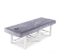 DLAYLQZG Sábana Ajustable para Camilla de Masaje Terciopelo con Agujero Facial, Funda Elástica Lavable para Salón Belleza, SPA y Tatuajes (Grey)